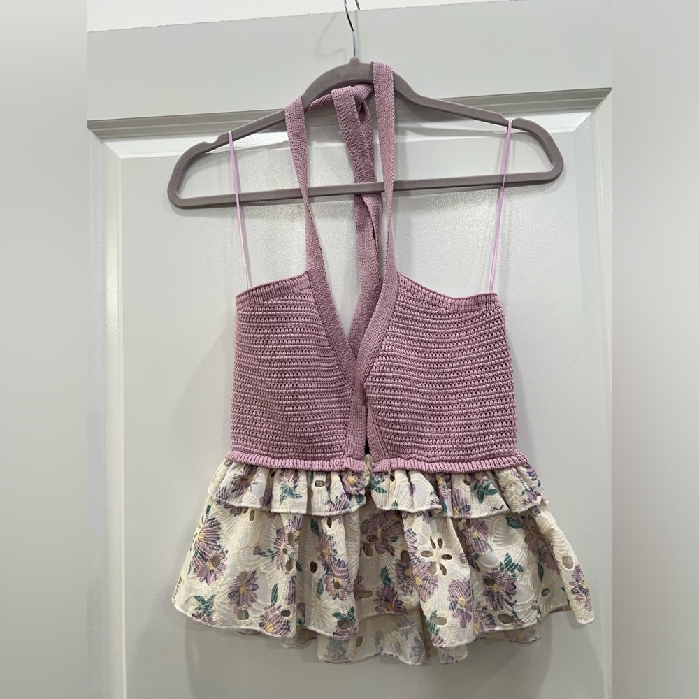 Ruthie Grace Lavender Floral Halter Top